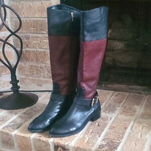 VINCE CAMUTO 7M TWO TONE LEATHER RIDING BOOT